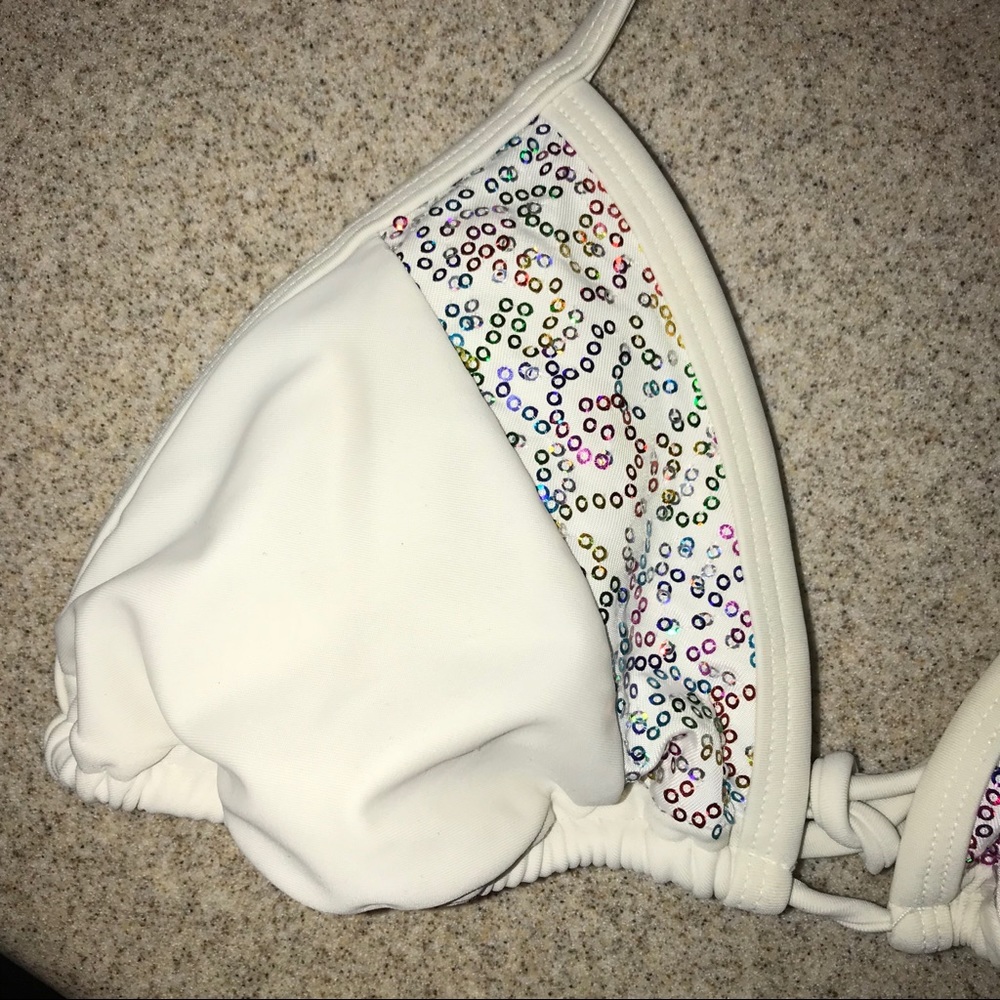 Xhilaration White Multicolor Sequin Bikini Top - Picture 3 of 5